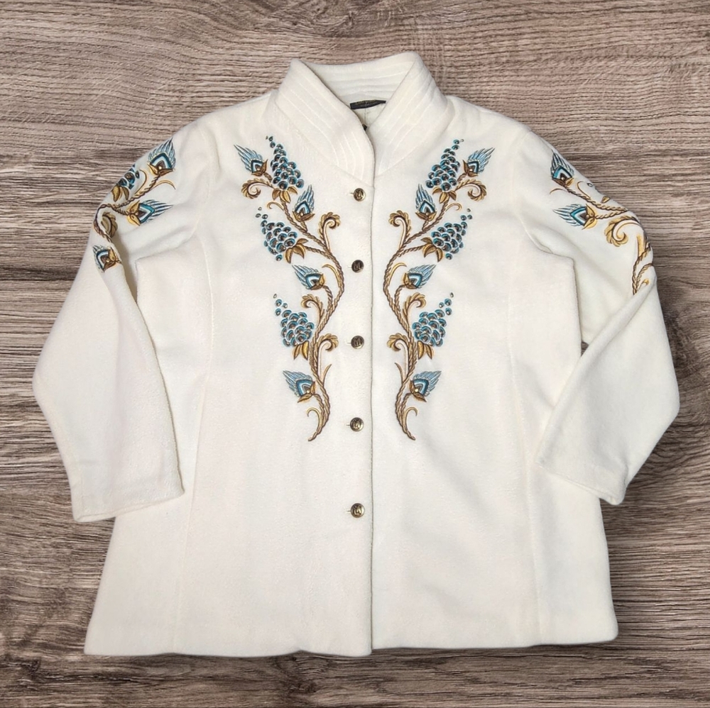 Bob Mackie Wearable Atr Embroidered White Women's Jacket